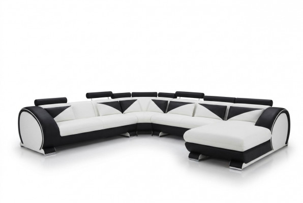 Ledercanapé U-Form mat USB Eckcanapé Polsterkanapé Lieder Couch Sëtz Eck Garnitur Eck