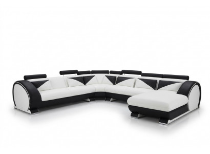 Ledercanapé U-Form mat USB Eckcanapé Polsterkanapé Lieder Couch Sëtz Eck Garnitur Eck
