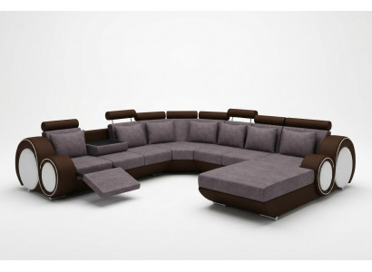 Textil Sofa Mat USB XXL Wunnlandschaft Stoff Couch Grousst Sofa Polster Ecksofa Nei