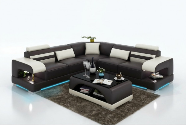 Lieder mëll Canapé Wunnlandschaft Ecksofa Eckgarnitur Design Modern Sofa USB