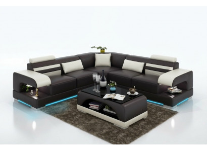 Lieder mëll Canapé Wunnlandschaft Ecksofa Eckgarnitur Design Modern Sofa USB