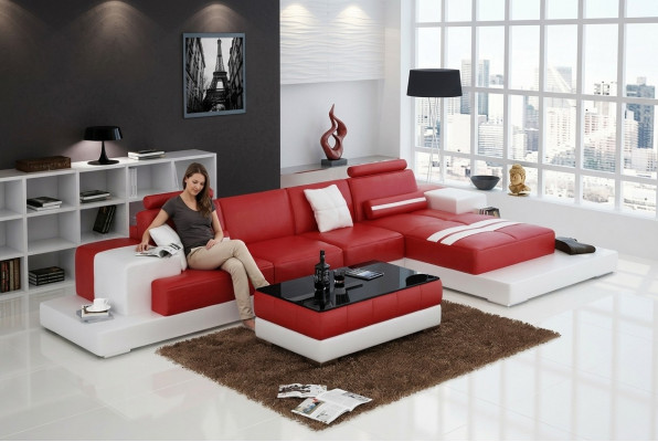 Exklusiv elegant Eckcouch an L-Form Routen Design fir stilvoll Wunnraim