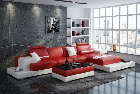 Exklusiv elegant Eckcouch an L-Form Routen Design fir stilvoll Wunnraim