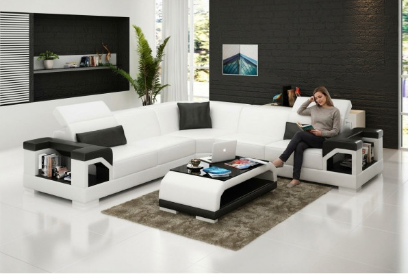 Liedercouch Sofa Wunnlandschaft Eckcouch Eckgarnitur Design Modern Sofa mat USB