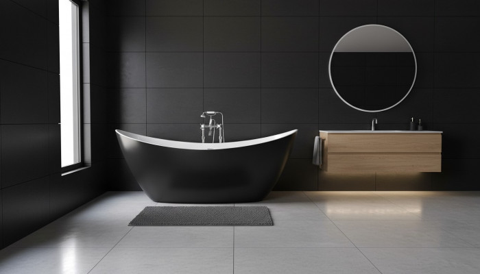Design Badekuerf Badekuerwen Ovale Fräistoend Modern Buedzëmmer