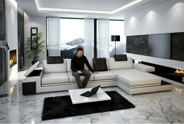 Komfort an Perfektioun Dat Schéint Ecksofa fir Äre modernen Wunnzëmmer.