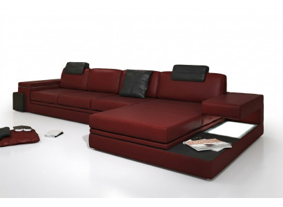 Rout Design Wunnzëmmer Couch Stoff Sofa Polster Eck Textil Garnitur LED + USB