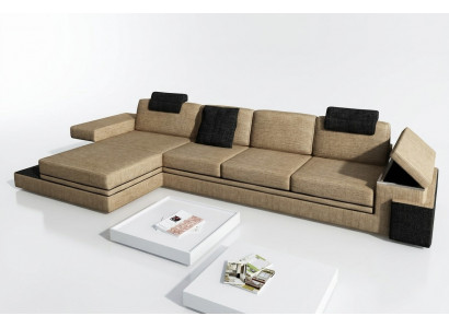 Moderne Wunnzëmmer Design Canapé Textil Stoff Sofa Polster Eck Garnitur LED + USB