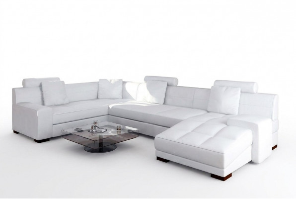 Ledersofa mat USB Wunnlandschaft Ecksofa Eck Garnitur Design Modern Sofa A1111