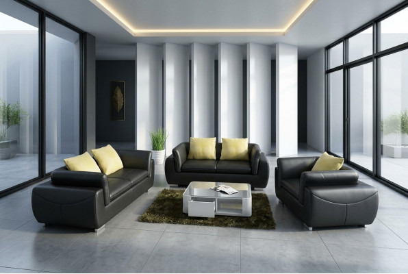 Liederkanapé mat USB Wunnlandschaft 3+2+1 Sëtzer Garnitur Design Modern Sofa Couch