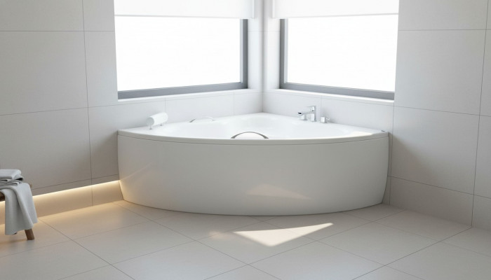 Onregelméisseg Buedzëmmer Wanne Eck Buedbidden Design Wannë Wäiss