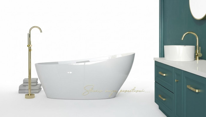 Exklusiv fräistehend Badewanne Acryl Wan Dusch Buedzëmmer Oflaaf Deko Design