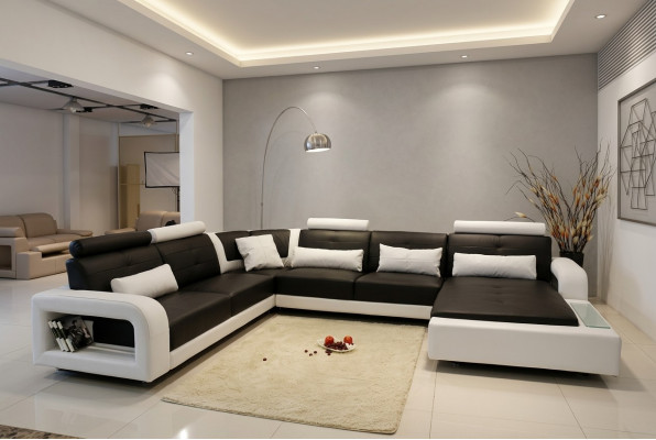 Ecksofa mat USB Polster Sofa Wunnlandschaft Sëtzeck Garnitur Lieder Textil H2209