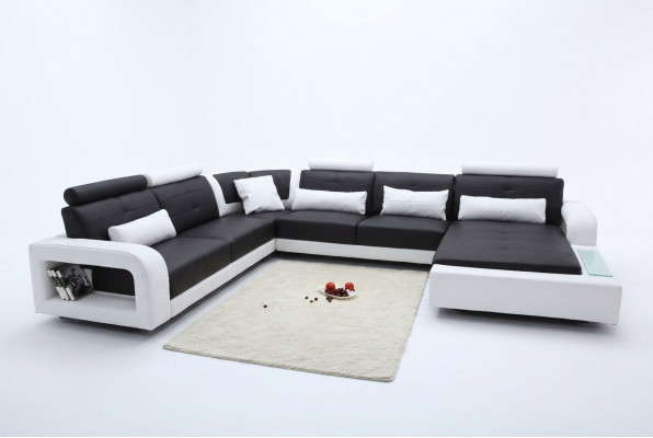 Ecksofa mat USB Polster Sofa Wunnlandschaft Sëtzeck Garnitur Lieder Textil H2209