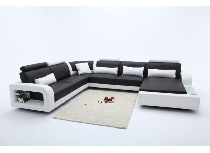 Ecksofa mat USB Polster Sofa Wunnlandschaft Sëtzeck Garnitur Lieder Textil H2209