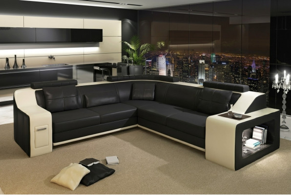 Eckcouch mat USB Lieder Textil Sofa Canapé Polster Wunnlandschaft L Garnitur Sëtz