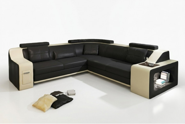 Eckcouch mat USB Lieder Textil Sofa Canapé Polster Wunnlandschaft L Garnitur Sëtz