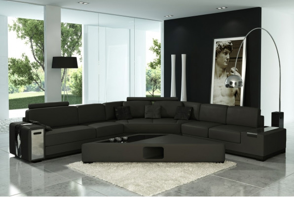 Ledercanapé Eckcanapé Canapé mat USB Polster Designer Eckgarnitur Wunnlandschaft LimaS