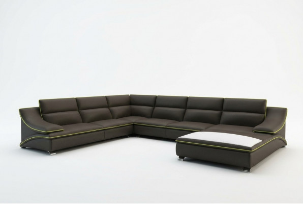 Ecksofa mat USB Ledersofa Polster Wunnlandschaft Couch Sofa Eckgarnitur U Form