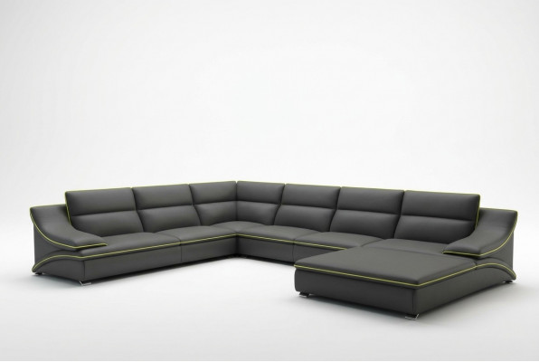 Winkelsofa mat USB Ledersofa Wunnlandschaft Canapé Sëtz Eck Garnitur U Form EltmannG