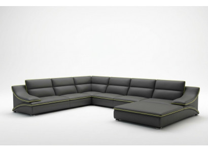Winkelsofa mat USB Ledersofa Wunnlandschaft Canapé Sëtz Eck Garnitur U Form EltmannG