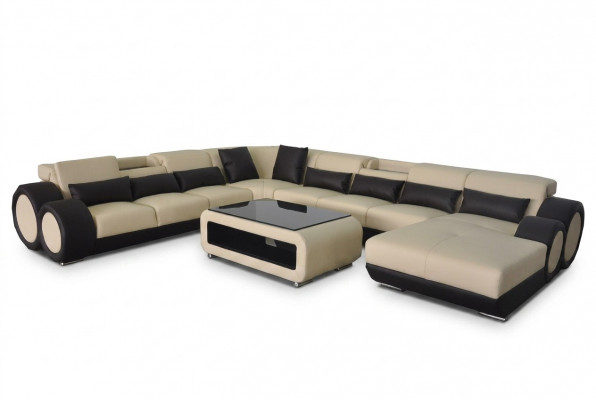 Ledercouch Wunnlandschaft Garnitur Design Modern Eckcouch U-Form G8035+USB