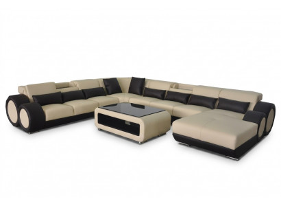 Ledercouch Wunnlandschaft Garnitur Design Modern Eckcouch U-Form G8035+USB