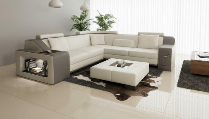 Ecksofa Lieder Textil Sofa mat USB Polster Wunnlandschaft L Garnitur Sëtz Isching