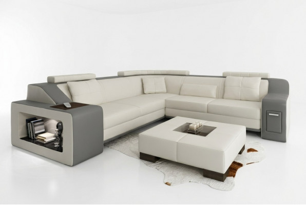 Ecksofa Lieder Textil Sofa mat USB Polster Wunnlandschaft L Garnitur Sëtz Isching