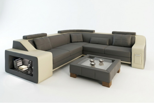 Ecksofa Lieder Stoff Sofa mat USB Polster Wunnlandschafte L Garnitur Sëtz Isching