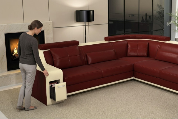 Ecksofa Lieder Textil Sofa mat USB Polster Wunnlandschaft L Garnitur Sëtz Isching
