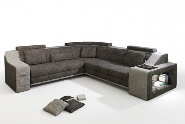 Eckcanapé Lieder Textil Canapé mat USB Polster Wunnlandschaft L Garnitur Sëtz Isching