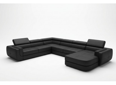 Designercouch Sëtzkëssen Eck Ledercouch Wunnlandschaft Couch mat USB Këssen Nei