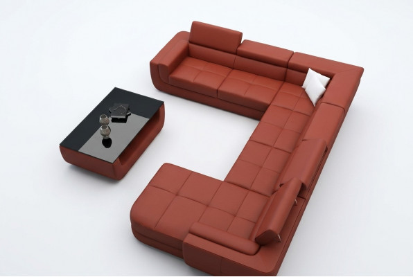 Polster Ledersofa Sofa + USB Wunnlandschaft U Form XXL Grouss Orangen Canapé Ecksofa