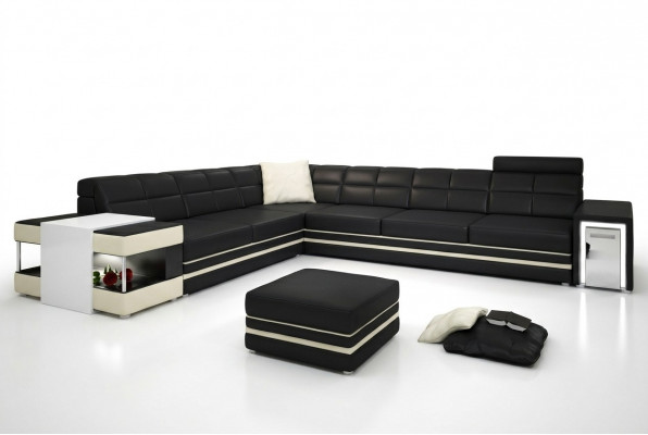 Canapé an Eckform Sofa USB Polster Lieder Wunnlandschaft Eck Garnitur L-Form Lieder-Canapé 3026