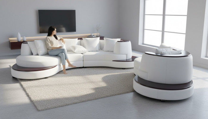 Luxus Ronn Wunn Eck Lieder Garnitur Landschaft Polster Eck XXL Rond Sofa USB