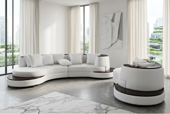 Luxus Ronn Wunn Eck Lieder Garnitur Landschaft Polster Eck XXL Rond Sofa USB