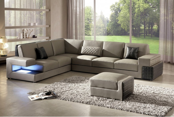 Modern Ecksofa+ USB Polstersëtz Lieder Design Sofa Garnitur Wunnlandschaft Nei