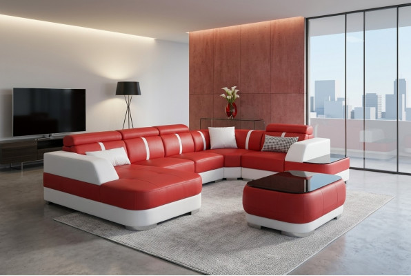 Design Eck-Couch Sëtz Lieder Polster Ecke Garnitur Wunnlandschafte Sofa mat USB