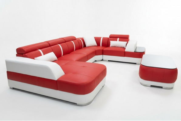 Design Eck-Couch Sëtz Lieder Polster Ecke Garnitur Wunnlandschafte Sofa mat USB