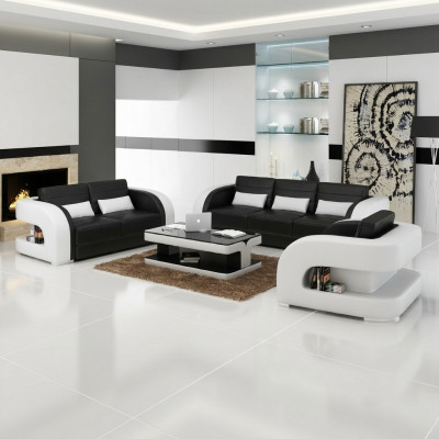 Sofagarnitur Ledersofa USB Sofa Couch Sofa Wunnlandschaft Garnituren 3+2+1 Nei