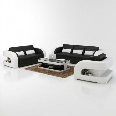 Sofagarnitur Ledersofa USB Sofa Couch Sofa Wunnlandschaft Garnituren 3+2+1 Nei