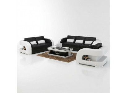 Sofagarnitur Ledersofa USB Sofa Couch Sofa Wunnlandschaft Garnituren 3+2+1 Nei