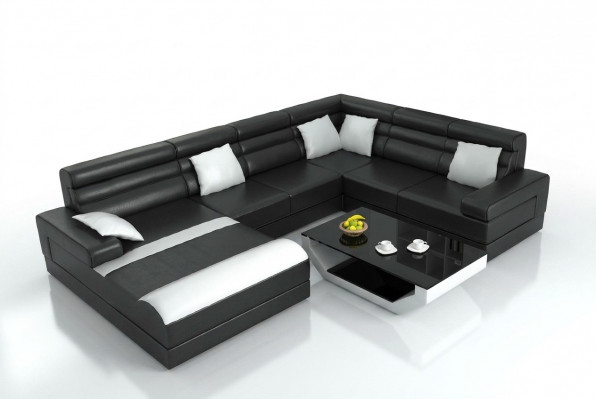 Ecksofa mat USB Wunnlandschaft XXL Grouss Couch Polster Garnitur Eck Couchen UForm