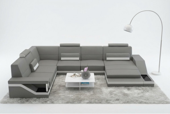 Designer Wunnlandschaft U-Form mat USB Ecksofa Polsters Garnitur Eckgarnitur Sofa