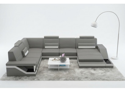 Designer Wunnlandschaft U-Form mat USB Ecksofa Polsters Garnitur Eckgarnitur Sofa