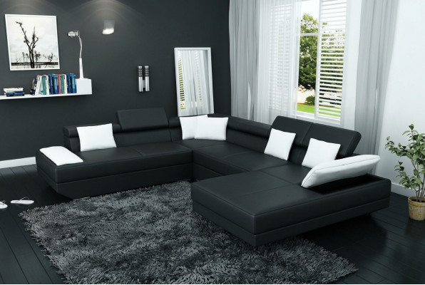 Liedersofa Sofa mat USB Polster Eck Garnitur Wunnlandschaft XXL Grouss Ecksofa 2719D