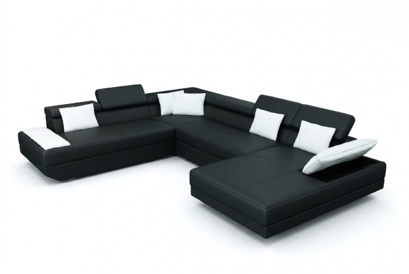 Liedersofa Sofa mat USB Polster Eck Garnitur Wunnlandschaft XXL Grouss Ecksofa 2719D