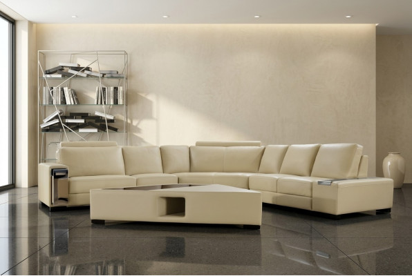 Ledercouch Ecksofa Sofa mat USB, Design Sitzpolster Garnitur Wunnlandschaft 2348