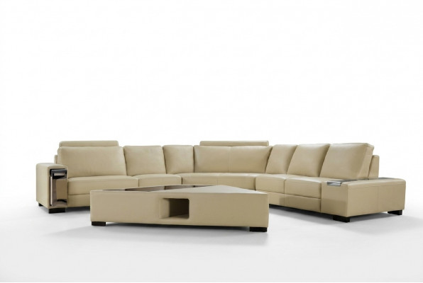 Ledercouch Ecksofa Sofa mat USB, Design Sitzpolster Garnitur Wunnlandschaft 2348